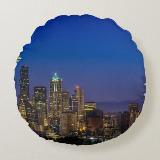 Afbeelding van Seattle Skyline in de ochtenduren. Rond Kussen