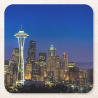 Afbeelding van Seattle Skyline in de ochtenduren.