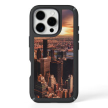 Afbeelding van stadssilhouet op iphone 16 hoes