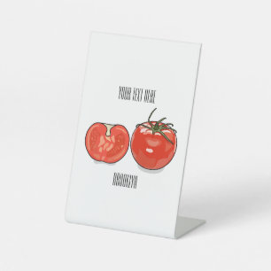 Afbeelding van tomatencartoon reclamebord met voetstuk