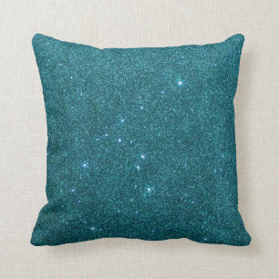Afbeelding van trendy blauwgroen glitter kussen