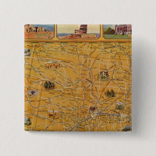 Afbeelding van US Airways Vierkante Button 5,1 Cm (Voorkant)