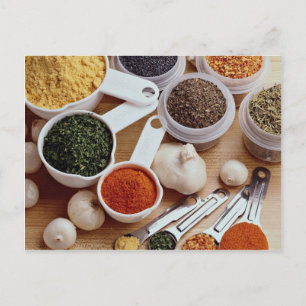 Afbeelding van verse specerijen met knoflook briefkaart