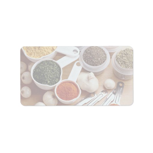 Afbeelding van verse specerijen met knoflook etiket (Voorkant)