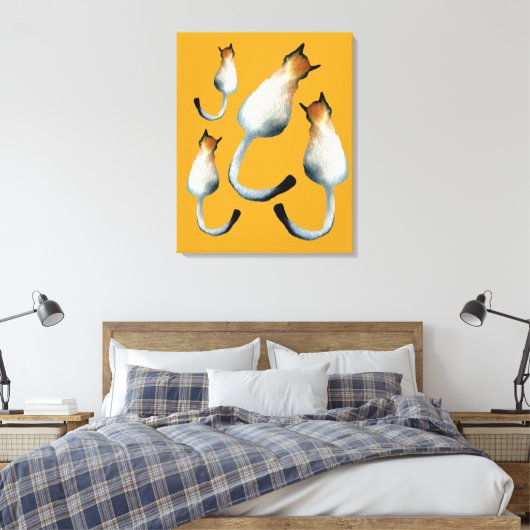 Afbeelding van zwarte en bruine katten canvas afdruk (Insitu (Slaapkamer))