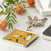 Afbeelding van zwarte en bruine katten sleutelhanger (Zijkant)