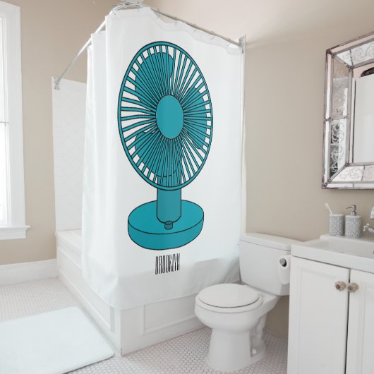 Afbeelding ventilatorcartoon douchegordijn (In situ)