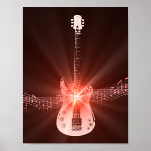 Afbeelding voor gitaar en muzieknoten poster