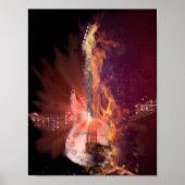 Afbeelding voor het branden van gitaar en muziekno poster (Voorkant)