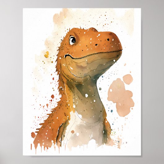 Afbeelding waterverf Dinosaur Poster (Voorkant)