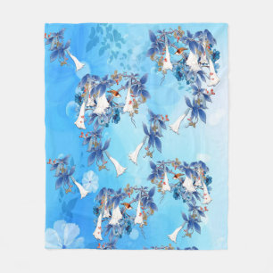 Afbeelding Waterverf Moon-flower Fleece Deken