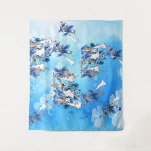 Afbeelding Waterverf Moon-flower Wandkleed