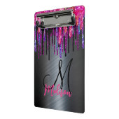 Afbeelding zwart, roze, druppelaar monogram klembo mini klembord (Angled2)
