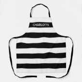 Afbeelding zwart-wit strepen aangepaste monogram n schort (Voorkant)