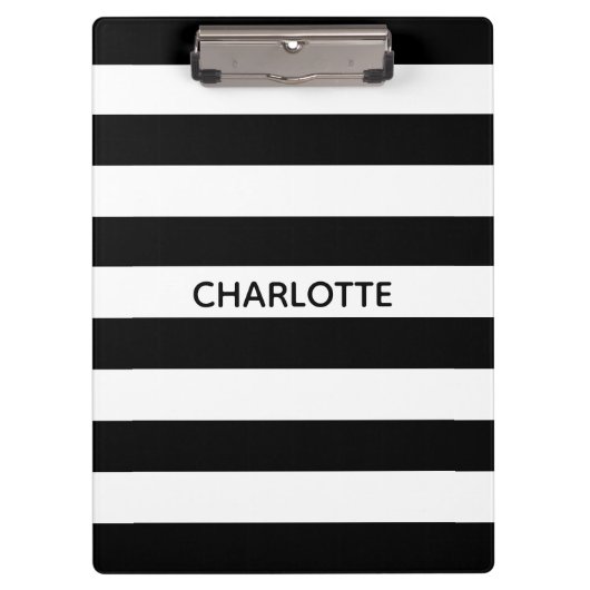 Afbeelding zwart-wit strepen, aangepaste naam mono klembord (Voorkant)