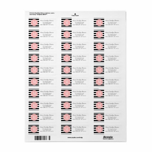 Afbeelding zwart-wit stripes - Gepersonaliseerd mo Etiket (Full Sheet)