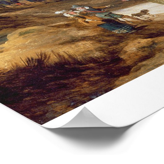 Afbeeldingen in een landschap met dorpje- en kaste poster (Hoek)