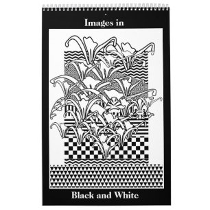 Afbeeldingen in zwarte en witte agenda kalender