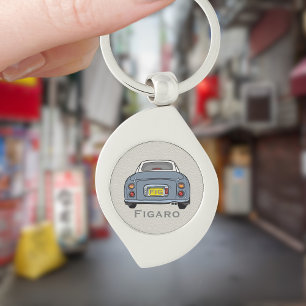 Afbeeldingen Lapis Gray Figaro Car Monogram Silver Sleutelhanger