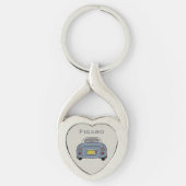 Afbeeldingen Lapis Gray Figaro Car Silver Heart Sleutelhanger (Voorkant)