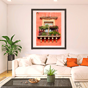 Afbeeldingen van het oude dorp Balcony Mexico Poster