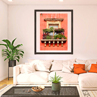 Afbeeldingen van het oude dorp Balcony Mexico Poster