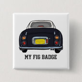 Afbeeldingen zwarte figaro-autonaamkaart vierkante button 5,1 cm (Voorkant)