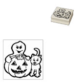 Afbeeldingsstempel van pompoen-geest-katten 	rubberstempel (Gestempeld)