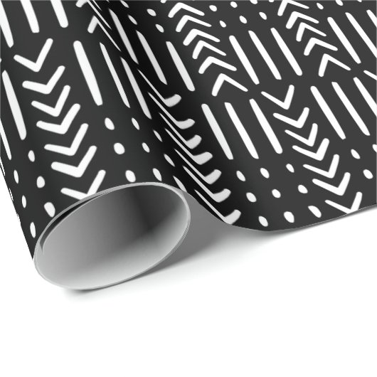 Afd. Pijlstaafvormig ontwerp zwart Cadeaupapier (Rol Hoek)