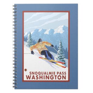 Afdalende sneeuwskiër - Snoqualmie Pass, WA Notitieboek