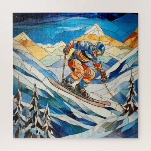 afdaling skiër puzzel (Verticaal)