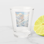 Afdaling skiër Shot Glass Shot Glas (Achterkant)