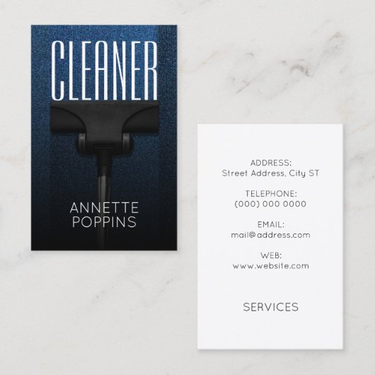 Afdekking van vacuümreinigingsmiddelen visitekaartje (Voorkant / Achterkant)