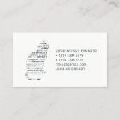 Afdekplaatje met lettertype, geïllustreerd visitekaartje (Achterkant)