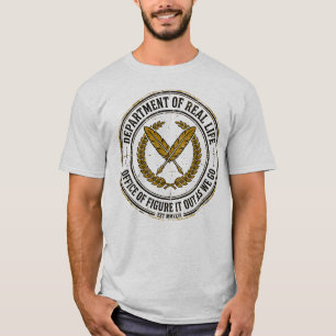 Afdeling Echt Leven Grappige Vintage Badge T-shirt