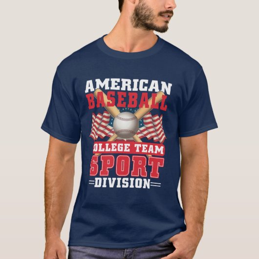 Afdeling Sport van het Amerikaanse Baseball Colleg T-shirt (Voorkant)
