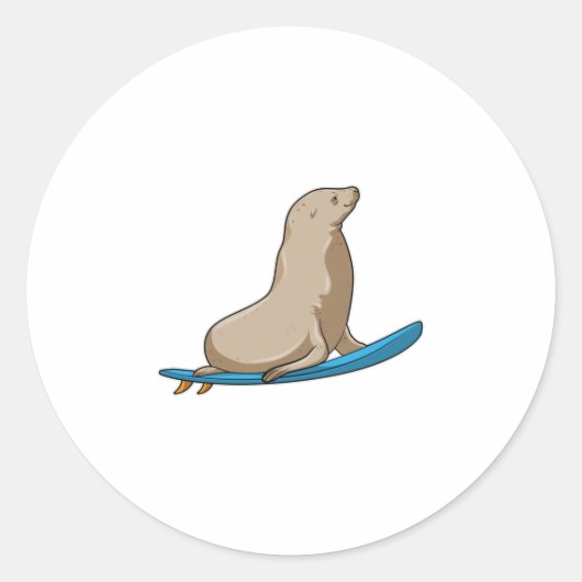 Afdichting als Surfer met Surfboard Ronde Sticker (Voorkant)