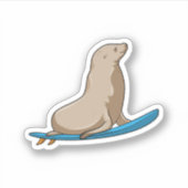 Afdichting als Surfer met Surfboard Sticker (Voorkant)