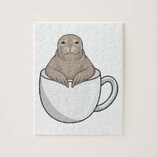 Afdichtingen met koffiebeker legpuzzel