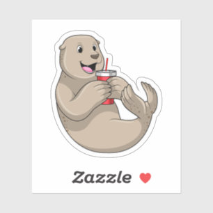 Afdichtingen met Mok met stro Sticker