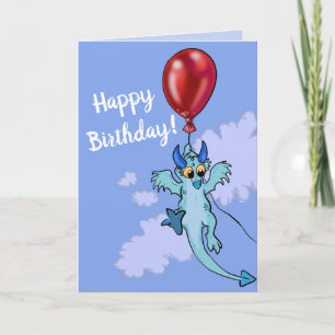 Afdrijvende ballon drak verjaardag kaart