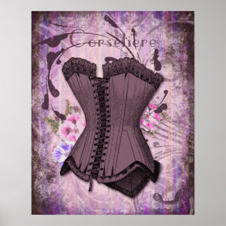 Afdruk corsetiere II Antiek corsetillustratie Poster