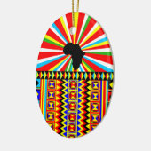 Afdruk Kente Cloth Tribal Pattern Ankara Keramisch Ornament (Links)