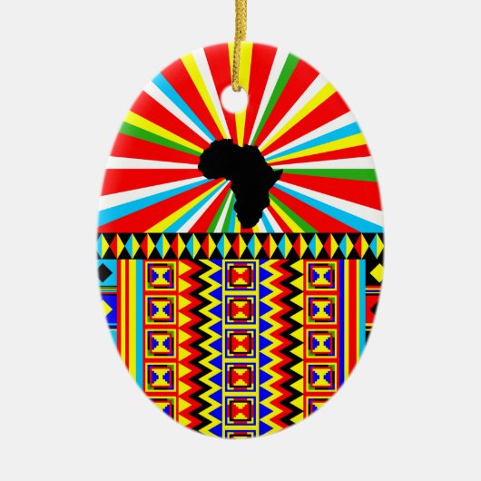 Afdruk Kente Cloth Tribal Pattern Ankara Keramisch Ornament (Voorkant)