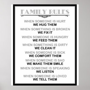 Afdruk of poster van gezinsregels