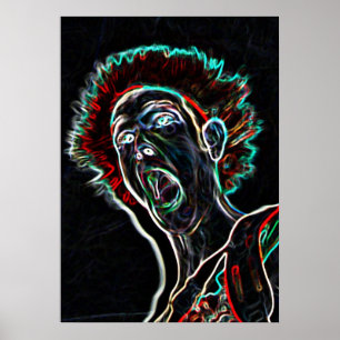 Afdruk poster Neon Scream Face / canvas
