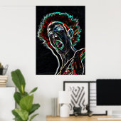 Afdruk poster Neon Scream Face / canvas (Thuiskantoor)