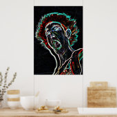 Afdruk poster Neon Scream Face / canvas (Keuken)