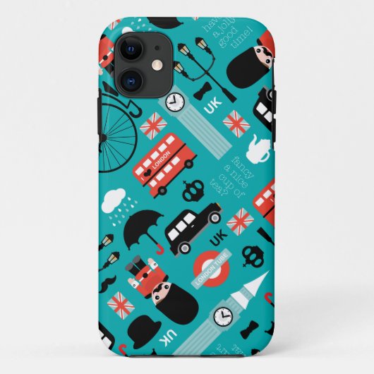 Afdruk reispictogram retro illustratie Londen Case-Mate iPhone Case (Achterkant)