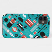 Afdruk reispictogram retro illustratie Londen Case-Mate iPhone Case (Achterkant (horizontaal))